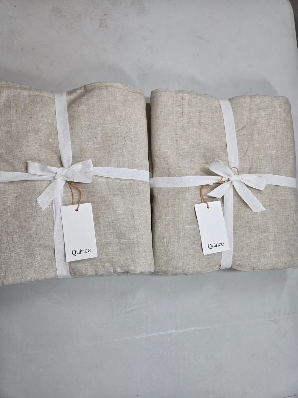 NWT QUINCE Set Of 2 48x96 European Linen True Blackout Curtains Flax 0005